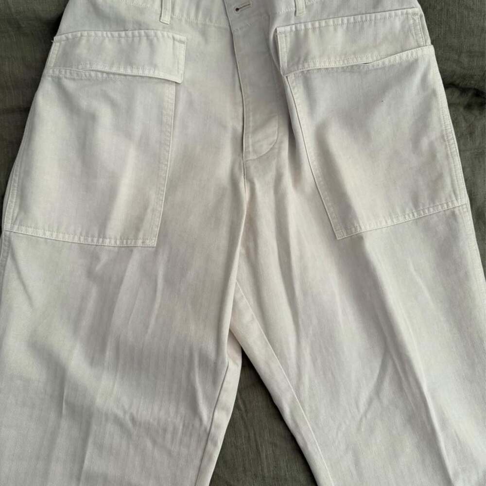 Todd Snyder Cream Herringbone Fatigue Trousers